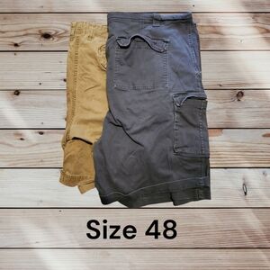 JCPenney Men's Cargo Shorts in Gray and Tan